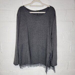 DG2 Diane Gilman Women's Size 3X Pullover Sweater Gray Lace